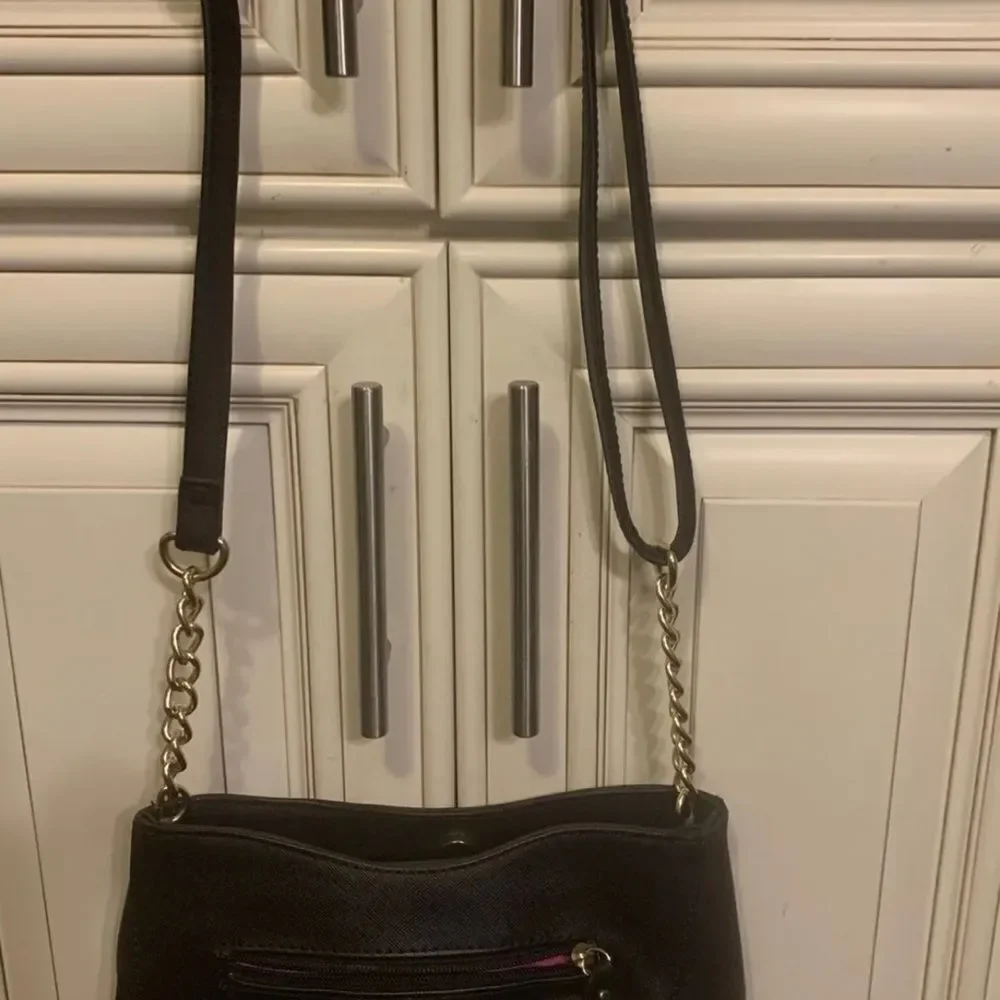 Nicole Miller Black & Gold Satchel Purse -